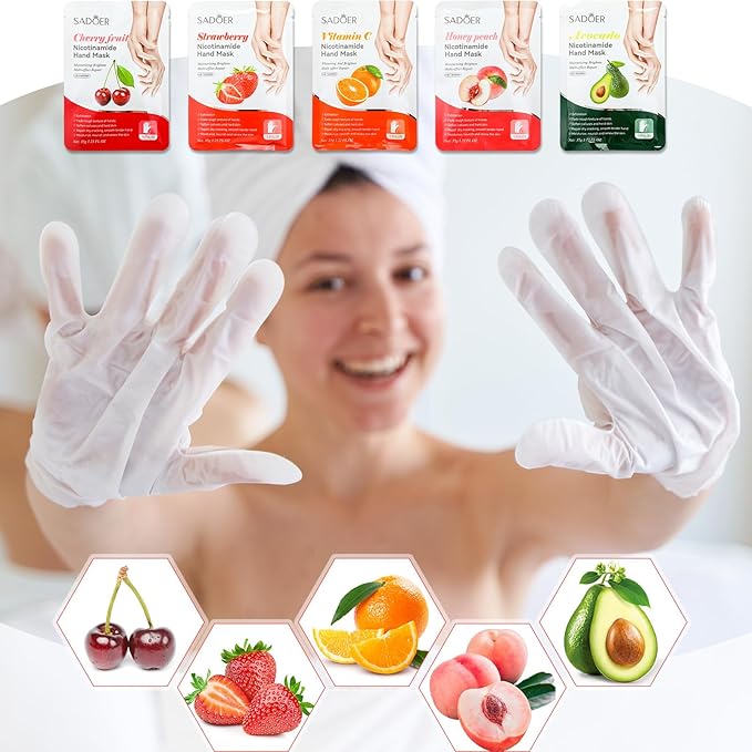 24 Pcs Fruits Beauty Hand Mask Bulk Hydrating Hand Moisturizing Gloves Treatment Mask for Spa Kit Sleeping Skincare Gift Beauty Kits for Women
