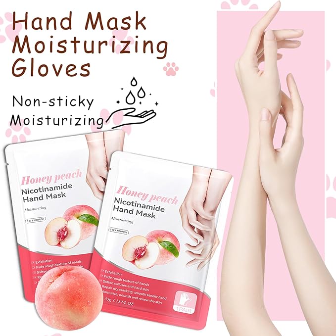 Hand Masks, 6 Pairs Hydrating Exfoliating Hand Peeling Mask, Smooth Hand Masks Moisturizing Gloves Overnight for Dry, Rough, Cracked Hands, Hand Skin Moisturizer Glove for Women Men（G