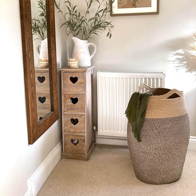 Goodpick 105L Jute Woven Rope Laundry Hamper - Collapsible Clothes Hamper for Bedroom and Laundry Room, 25.6" x 17.7" Tall Modern Baskets for organizing and décor Room