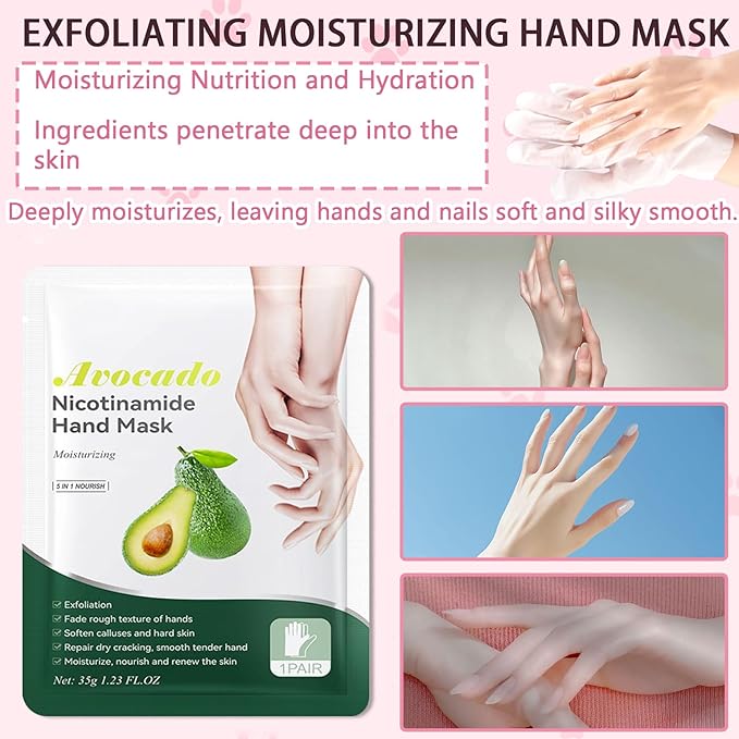6PCS Hand Masks,Hydrating Hand Masks Moisturizing Gloves Overnight for Dry Cracked Hands,Daily Hand Care Hand Masks Gift Set for Women and Men F