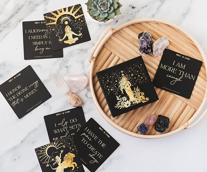 THE MINDFUL COLLECTIVE Positive Affirmation Cards for Women - 50 Daily Affirmations for Women. Motivational Mindfulness Cards, Inspirational Self Care Spiritual Gifts for Astrology, Zodiac