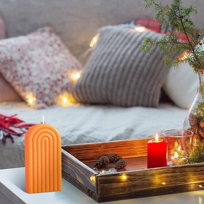 Arch Shaped Candles Geometric Scented Aesthetic Candle Geometric U Shaped Candles Minimalist Candle Aroma Wax Art Decorative Soy for Spa Yoga Birthday Gift Home Party Decor(Orange)