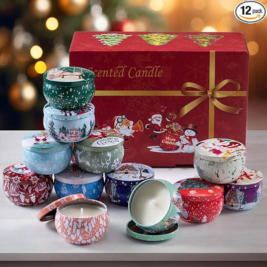 Christmas Scented Candles Gifts for Women, 12 Pack 2.5 oz Natural Soy Wax Aromatherapy Candles Gift Set for Home, Mother's Day,Christmas,Birthday,Valentine's Day