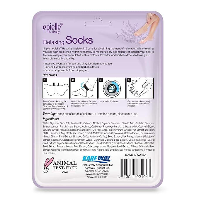 Epielle Relaxing & Nourishing Hand & Foot Masks 12 Pairs, Repair and Relax Dry Hands & Cracked Heels with Lavender Extract & Hemp, Korean Skin Care, Spa Self Care Gifts for Women, 6 Gloves & 6 Socks