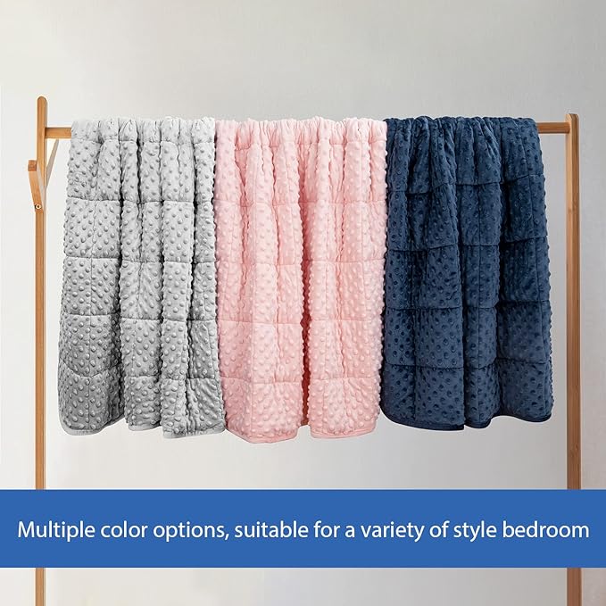 Kids Weighted Blanket Twin 7lbs (41"×60",Navy Blue) Breathable Soft Minky Weighted Throw Blanket for All Season,Heavy Blanket with Premium Glass Beads