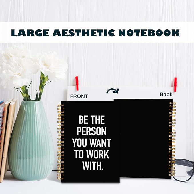 BearCake Notebooks for Work, Be the Person You Want to Work With Motivational Notebooks for Women Men Coworkers, Inspirational Notebooks, Motivational Gifts, Black Hardcover Spiral Notebook 5.5x8.3