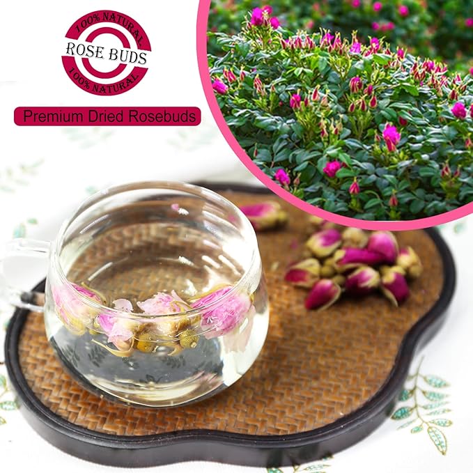 Jarteela - Premium Dried Rose Buds - 5oz/142g - Natural Food-grade Red Rosebud Flowers Bulk - Non-GMO - Caffeine-free - Perfect For Tea, Baking, DIY Candle/Soap (Pack of 2)