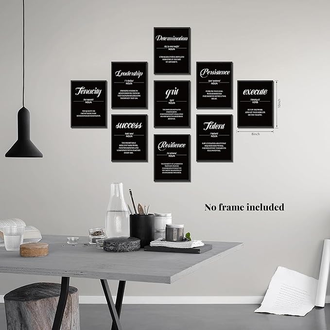 9 Pieces Motivational Wall Decor Poster Prints for Classroom - Unframed Inspirational Sayings Wall Art, Daily Positive Affirmations for Office Classroom Bedroom Dorm or Teen Room Decor 8x10 inch