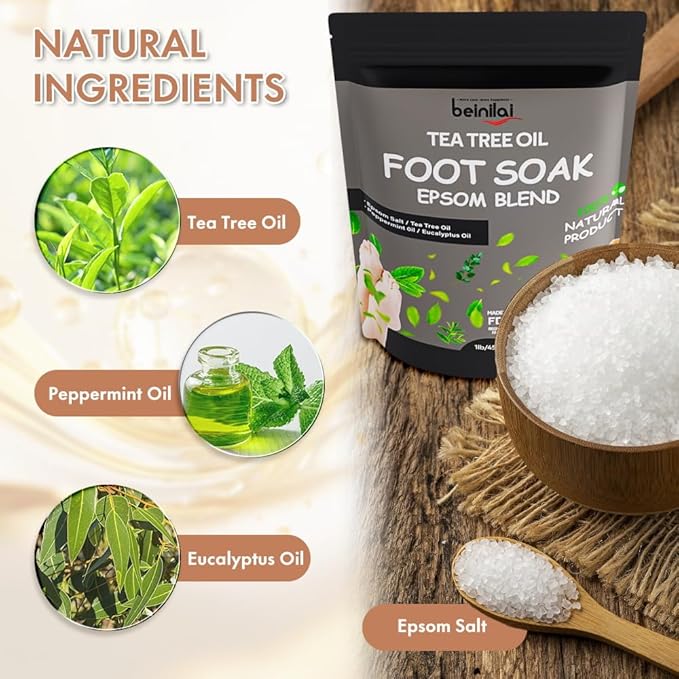 Beinilai Collapsible Foot Bath Kit, Foot Soaking Tub with Handle and Massage Acupoint, Tea Tree Oil Foot Soak with Epsom Salt, and Pedicure Feet File