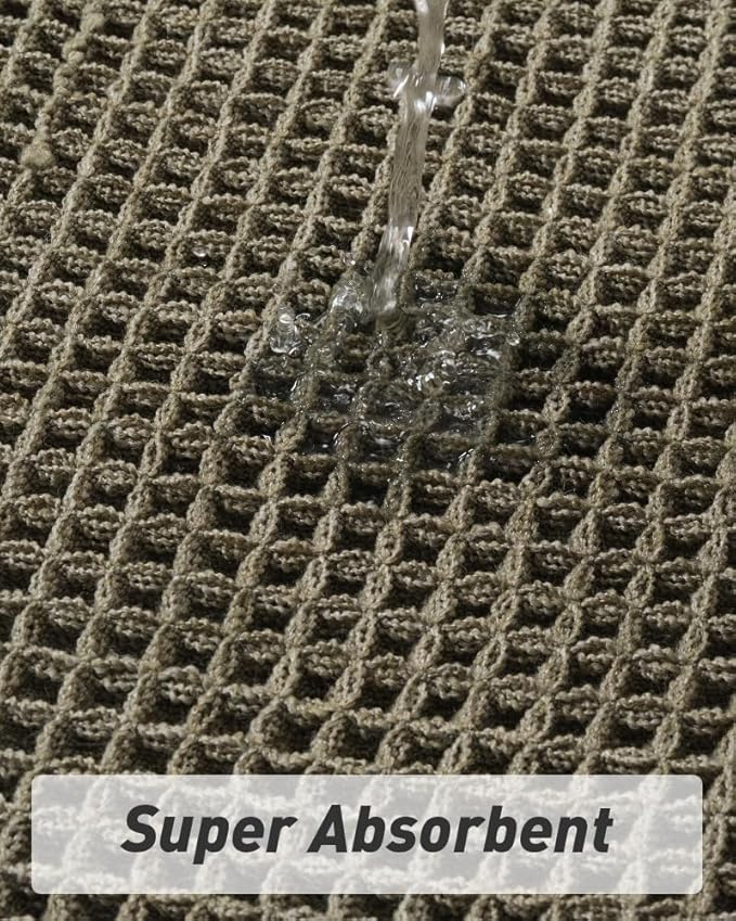 AMOAMI Upgraded Waffle Bath Mat, Super Absorbent Non Slip Bath Mats for Bathroom Floor, Machine Washable Bathroom Rugs with Tassels, Rubber Backed Bathroom Mats, Ultra Soft, 17" x 24", Dark Green