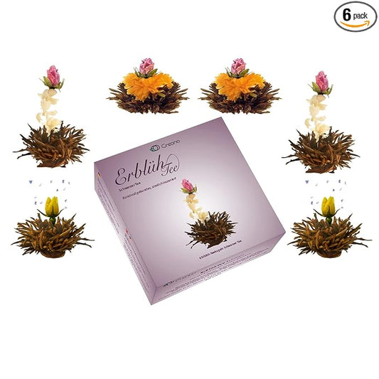 Creano Blooming Tea Mix - Flowering Tea in Elegant Gift Box Black Tea (3 Different Varieties Tea Roses)