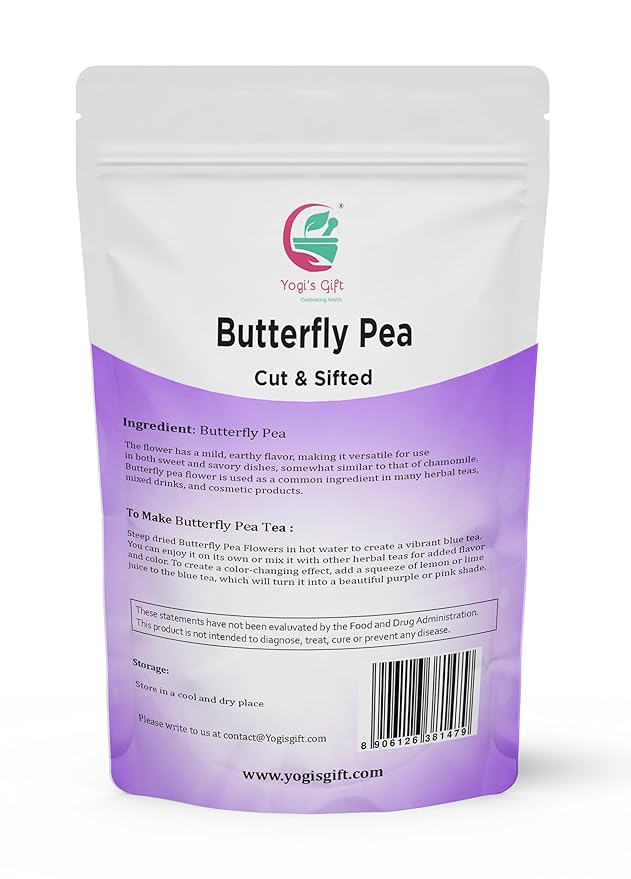Butterfly Pea Flower Tea 1 LB (1000+ Cups) | Cut and Sifted | Makes Beautiful Blue Or Purple Food Coloring | Blue tea Butterfly Pea Flower | Non-Gmo, Ethically Sourced | By Yogi's Gift®