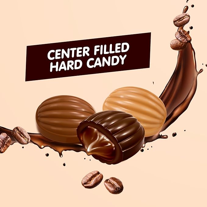 Candy Break Coffee Drops, Center Filled Hard Candy, Coffee Candy Individually Wrapped, Macchiato, Espresso, Cappuccino Flavored Candies, Caffeine Candies 24.7 Oz Bulk Bag, Variety Pack of 1