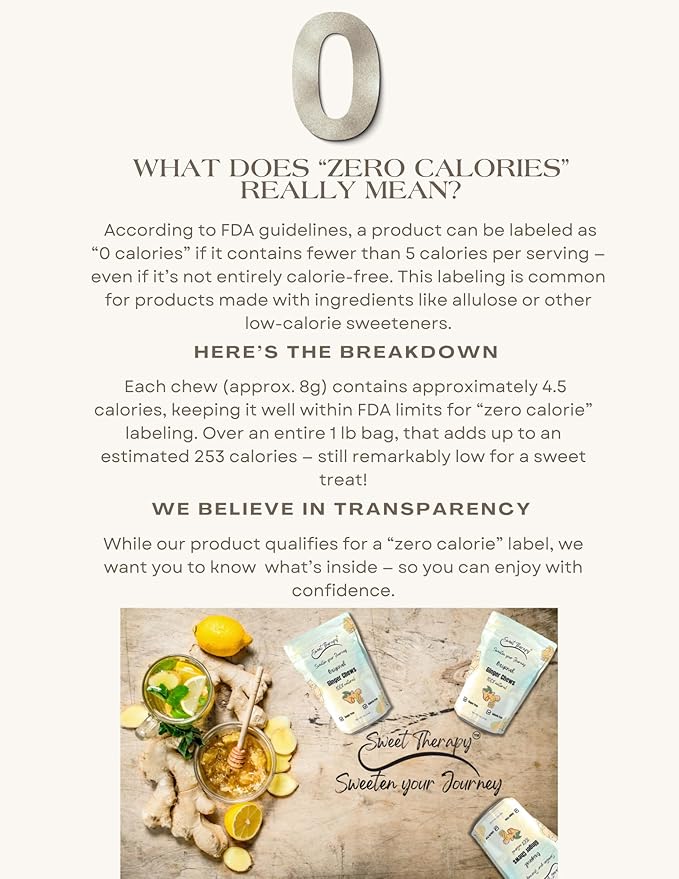 Sweet Therapy Delicious Ginger Chews Sugar Free - Sugar free ginger candy - Sugar free Candy -Sugar free snacks -Zero sugar candy - Calorie free candy
