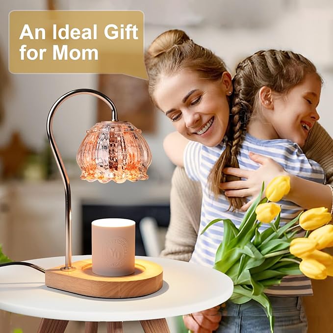 Dimmable Flower Candle Warmer Lamp with Timer, Dimmable Electric Candle Warmer Melter Light,Gifts for Women Home Decor Cozy House Warming,White Orange