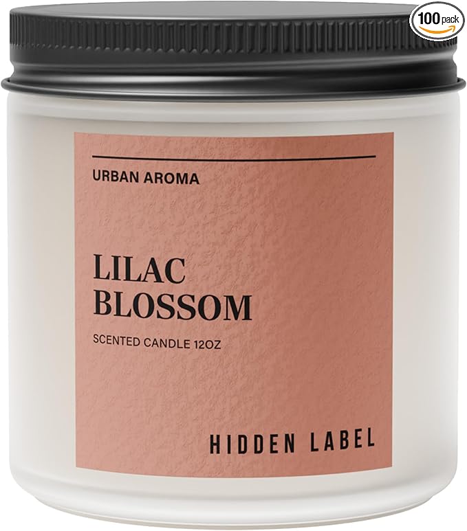 Hidden Label Lilac Blossom Scented Candle, 12oz Natural Soy Non Toxic, 70H Burn Time 2 Wick Aromatherapy Candle for Home Decor,Stress Relief & Relaxation,Gifts for Women & Men