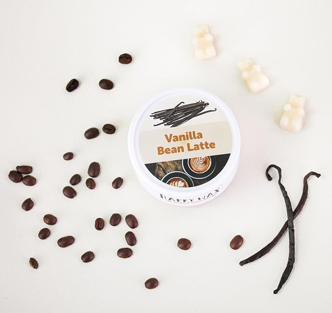 Happy Wax Vanilla Bean Latte Scented Bear Wax Melts - Natural Strong Scented Coffee Wax Melts Infused w/Essential Oils - Non Toxic & Pet Safe - (4 oz Tin)