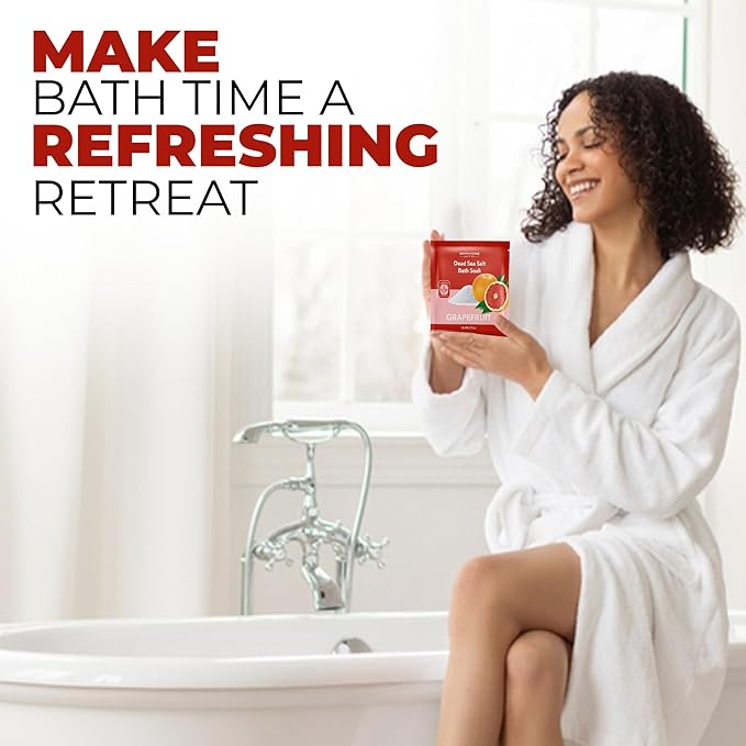 Aromasong Pure Dead Sea Salt 100% Natural Grapefruit Essential Oil – 2.5 oz. Spa Bath Salt Fine Grain- Christmas Stocking Stuffers for Adults, Kids, Women, and Mens soak Stocking Stuffers for Adults