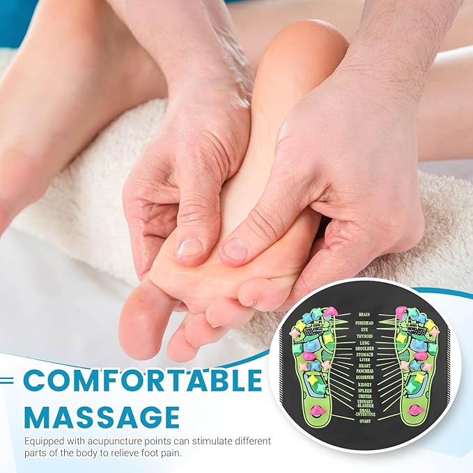 Foot Pressure Point Mat, Foot Matt Pressure Points, 2 in 1 FootMassager Pad, Dismountable Acupressure Mats, Acupressure Tool for Relaxation (Black)