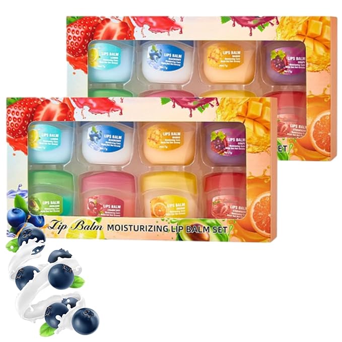 8PCS Fruit Flavored Lip Care Set, 8-in-1 Fruity Lip Set, Moisturizing & Repairing,Can Be Used as Glosses,Night Balms,Colorless Lipsticks and Moisturizing Masks, Perfect Party Seasonal (2PC)