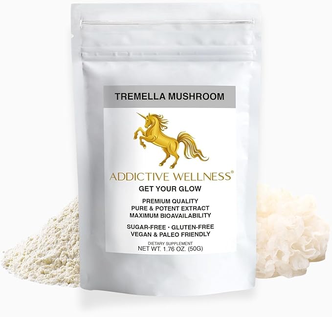 Addictive Wellness Tremella Mushroom Extract Powder Wood Grown Pure & Potent (50 Grams)