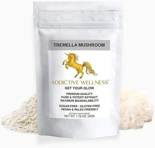 Addictive Wellness Tremella Mushroom Extract Powder Wood Grown Pure & Potent (50 Grams)
