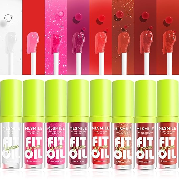 8 Colors Lip Oil Lip Glaze Set, Tinted Gloss Lip Gloss Oil, Plumping Moisturizing and Nourishing Lips, Long Lasting Fresh and Smooth Lip Care Set - C#