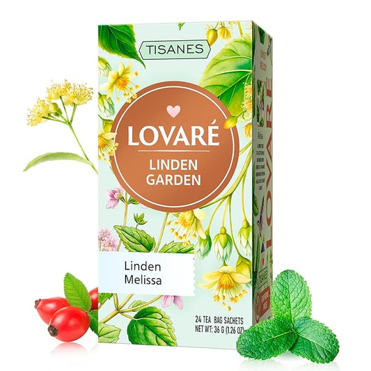 LOVARE Linden Garden Herbal Tea – Aromatic Blend with Linden, Fruits & Berries – Caffeine-Free, Light & Flavorful – 24 Tea Bags (1.5g Each) (LINDEN GARDEN)