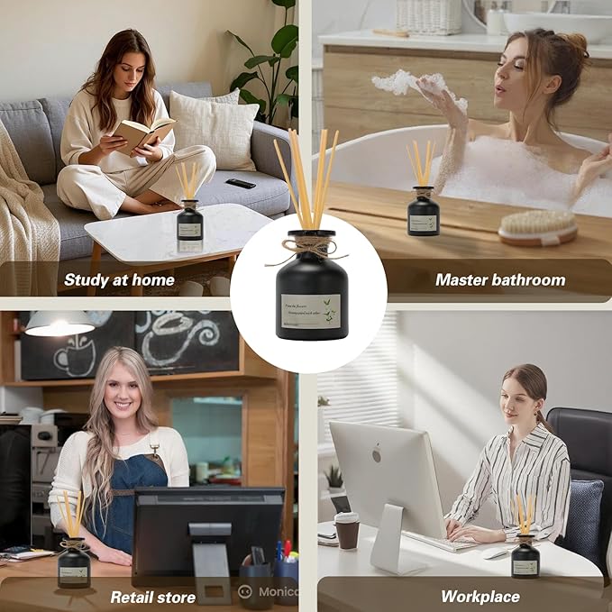 Reed Diffuser Essential Oil Set -Verbena Fragrance Air Freshener (4.4 Fl Oz) for Home, Bathroom, Bedroom, Office Decor