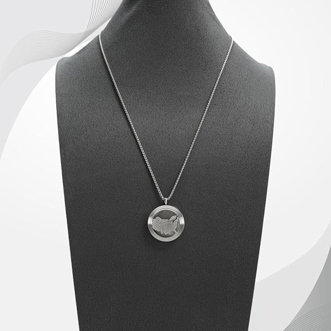 Aromatherapy Diffuser Necklace-Eagles Essential Oil Necklace,Aromatherapy Diffuser Pendant for Men and Women,Portable,Suitable for Yoga,Meditation,Travel,Stress Relief Gift(Silver 30mm)