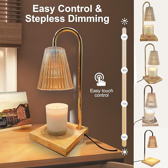 Candle Warmer Lamp Dimmable Wax Melt Warming Lamp with Timer Scented Wax Candle in Jar During Bathing & Yoga & Meditation with 2 Bulbs Home Decor Gift for Female (Dress)
