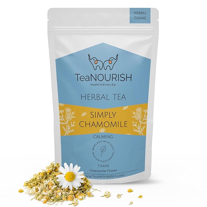 TeaNOURISH Simply Chamomile Herbal Tea | CAFFEINE-FREE | Calming & Relaxing Chamomile Sleep Tea | 100% NATURAL | Brew Hot or Iced Tea - 1.76oz/50g