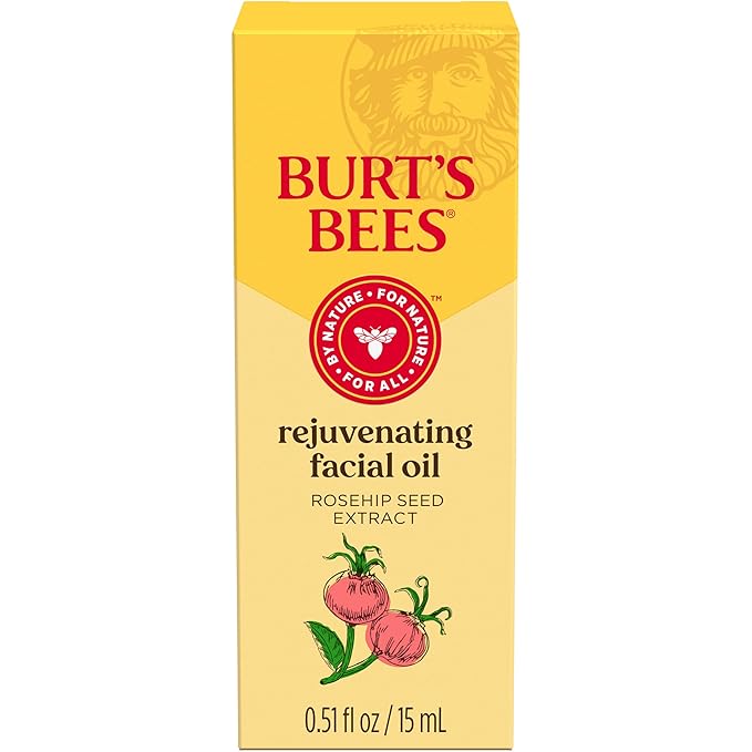 Burt's Bees Gua Sha Face Oil With Rosehip Seed Extract, Reduces Appearance of Fine Lines and Wrinkles, Use with Ice Roller & Facial Tools, Natural Origin Skin Care, 0.51 fl. oz.