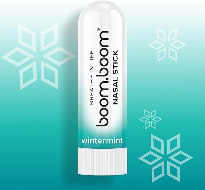 BoomBoom Nasal Stick | Vapor Flow Technology | Cool Refreshing Sensation | Natural Mood Boost | Simple Ingredients | Essential Oils + Menthol Inhaler (Wintermint)