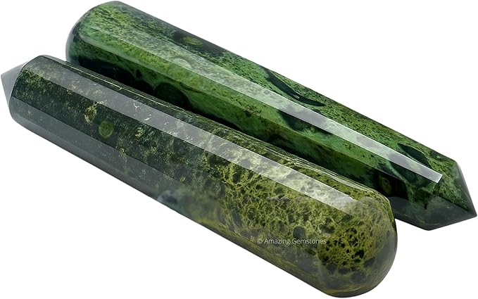Amazing Gemstone Kambaba Jasper Crystal Wand Massage Stick - Pelvic Wand Gua Sha for Adults - Crystals and Healing Stones Massage Wands for Adults Gifts (Pointed)