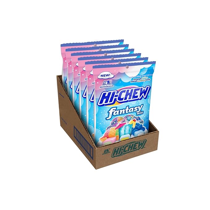 HI-CHEW Fantasy Mix, 6 Bags, 3oz each - Rainbow Sherbet Blue Hawaii Blue Raspberry - Unique Fun Soft & Chewy Halloween Candy - Immensely Juicy Fruity Candy Flavors - Individually Wrapped for Sharing