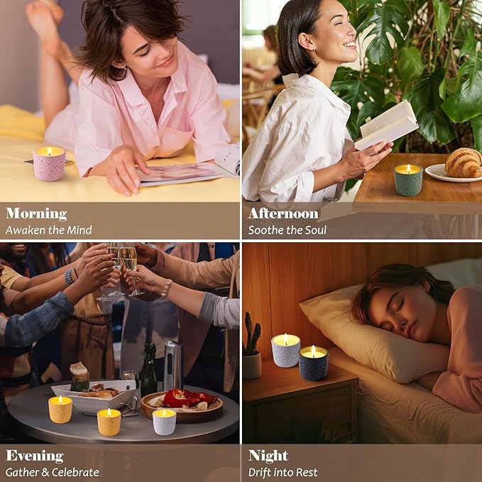 Viyffo Scented Candle Set of 6, Natural Soy Wax with Essential Oils, Long Lasting Aromatherapy Candles in Small Ceramic Jars, Perfect for Home, Relaxation, Meditation, Bath & Holiday Gifts