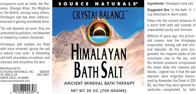 Source Naturals Crystal Balance Himalayan Bath Salt, Ancient Mineral Bath Therapy* - 25 oz Crystals