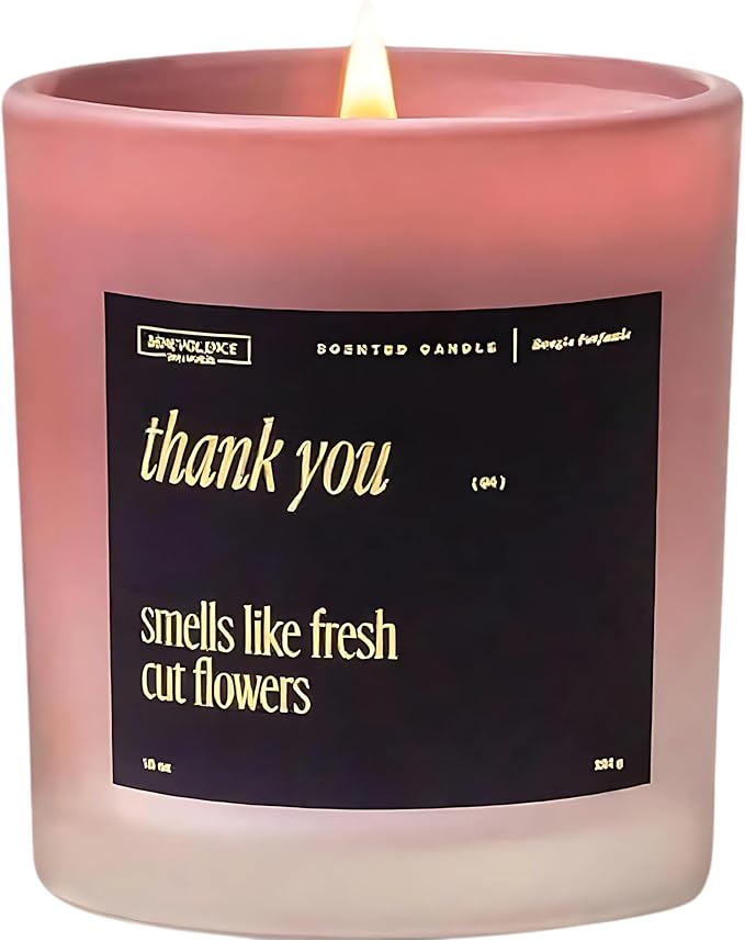 Benevolence LA Thank You Scented Candles | 10 oz, 40-50 Hour Burn, Thank You Gifts for Women, Men Coworkers | Appreciation Gifts for Best Friend | Spring Candles - Smells Like Fresh Cut Flowers