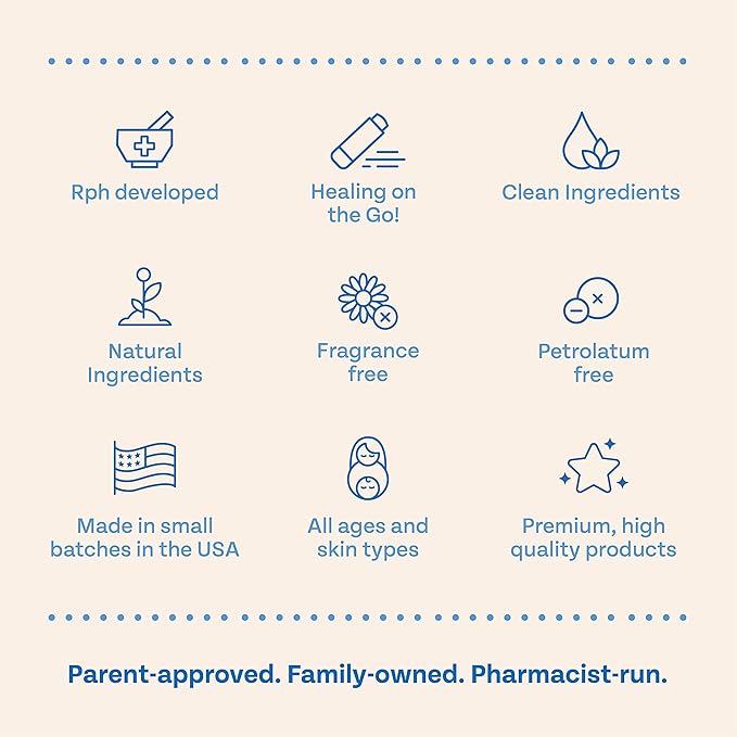 Flanders Healing Balm Stick - Safe for All Ages, Irritated Skin & Lips, Nipple Balm, Drool Rash, Raw Cuticles, Windburned Cheeks, Nostrils, Unscented (3 Pack of .5oz Sticks)
