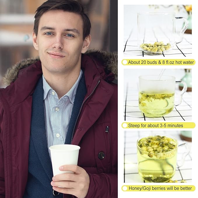 Jarteela - Premium Dried Chrysanthemum Flower Loose Leaf - 3oz/85g - Chinese Natural Chrysanthemum Tea Tai Ju - Non-GMO - Caffeine-free