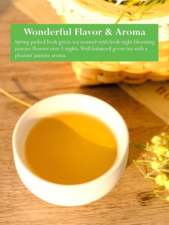 TeeLux Jasmine Green Tea Bags, Natural Caffeinated Jasmine Scented Green Tea with Pleasant Aroma, Smooth Taste, 200 Count
