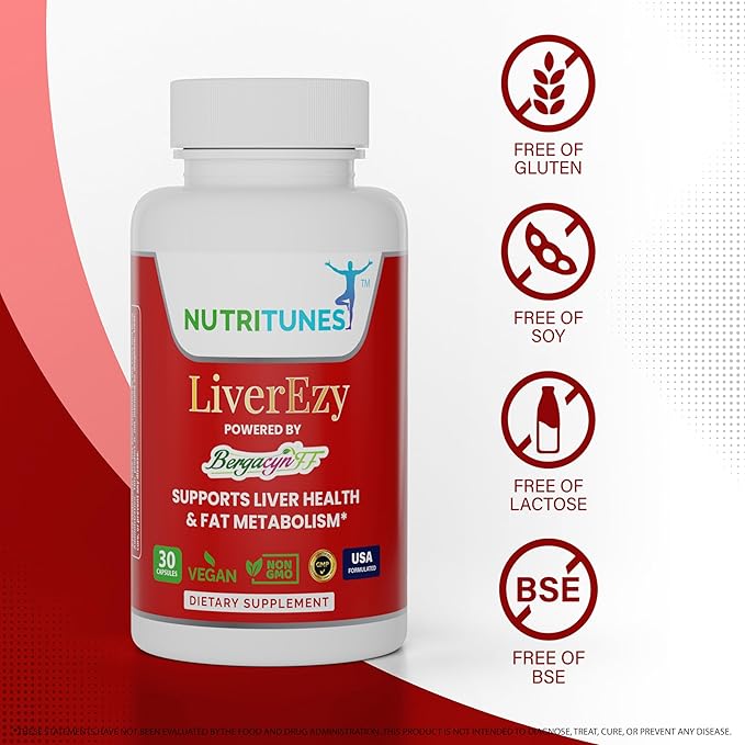 Liver Support Supplement–Supports Detox, Cleansing & Lipid Metabolism – with Bergacyn FF (Bergamot & Artichoke) – 30 LiverEzy Vegan Capsules