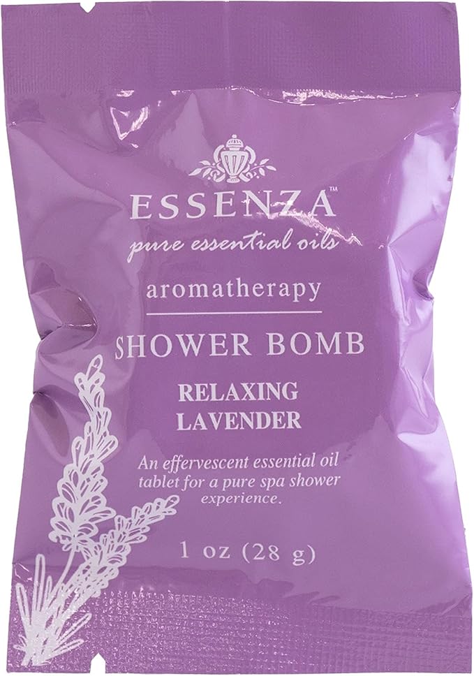 Essenza Shower Bombs 14pc Bin - Revitalizing Eucalyptus & Relaxing Lavender Aromatherapy Luxury Shower Bombs - Height 8.125” Width 5.5” Depth 4.125” Weight 1.31 Lbs - 14 Pc Collection