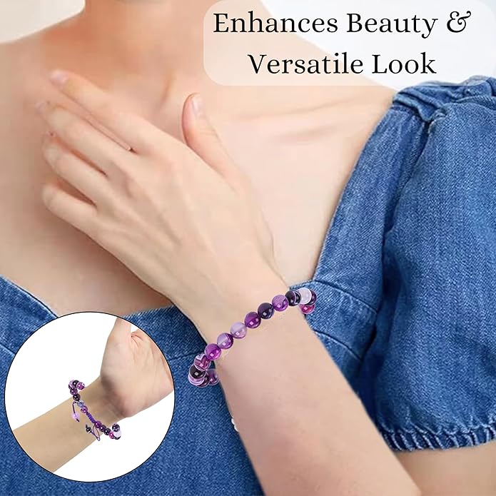 Energy Protection Crystal Handmade Adjustable Bead Bracelet Perfect for Men, Women’s Gift - Gemstone Healing Stretch Bracelet Pulsera Para Hombre Mujer Stocking Stuffer