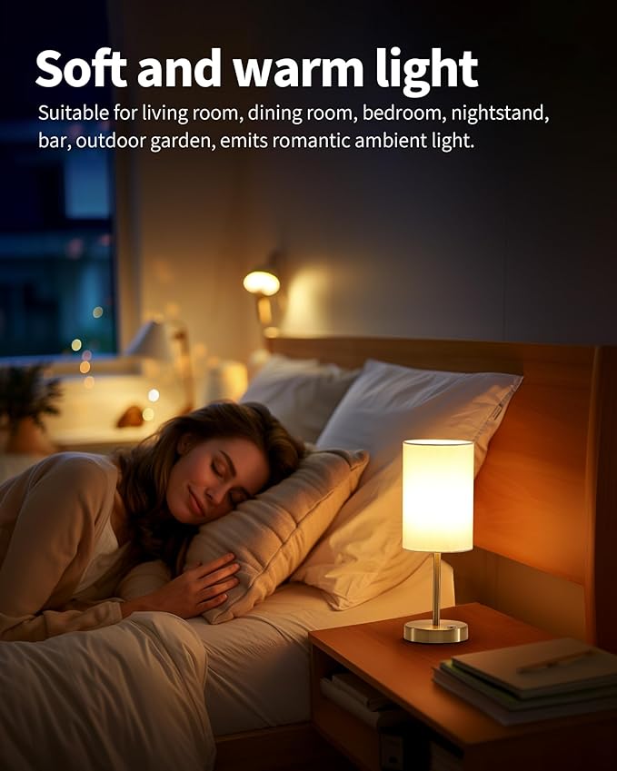 KDG Simple Cordless Table lamp, Portable Bedside 5000mAh LED Desk Lamp, 3 Brightness Levels Emergency Light, Linen Lampshade for Living Room, Bedroom, Dining Room, Night Light (Gold)