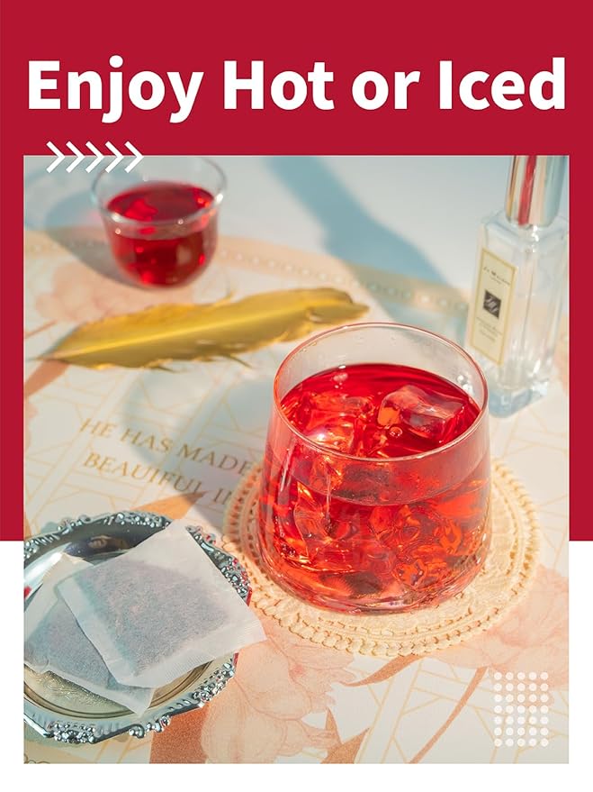 HYNTMYT Hibiscus Tea Bags, Premium Hibiscus Flowers Tea, Bright & Tart Flavor, Caffeine Free, 120 Count