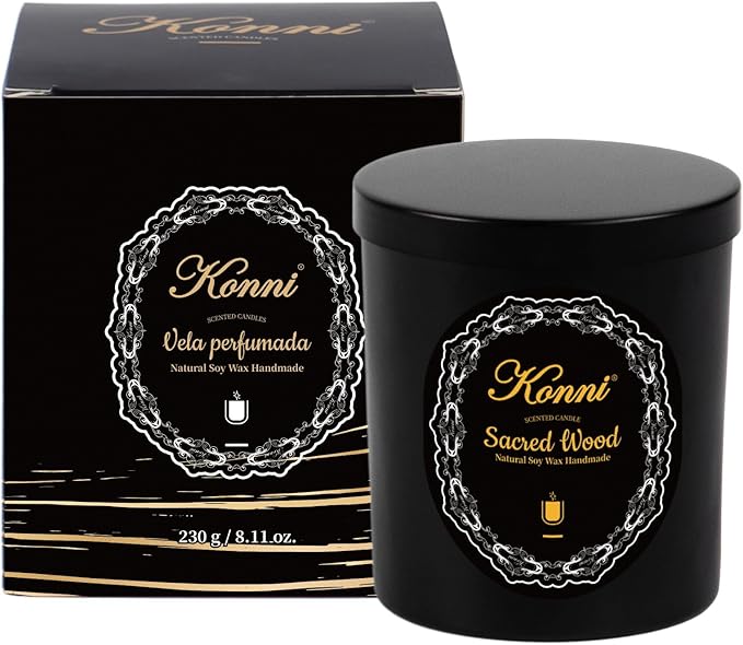 KONNI Scented Candles, Aromatherapy Candle, 8.1oz Natural Soy Wax Jar Candles, 40 Hour Burn Time, Home Scented Gift for Women & Men Christmas Birthday Mom Best Friends（Sacred Wood）