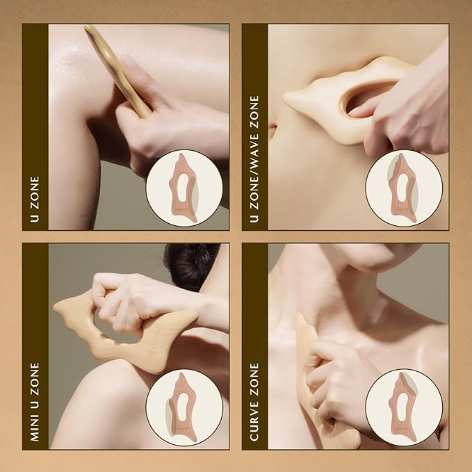 Body Sculptor - Beech Wood Massage Tool, Portable & Lightweight Scraping Tools, Wood Gua Sha, Relieve Tensed Muscle, Lymphatic Massage to Help Face & Body Circulation