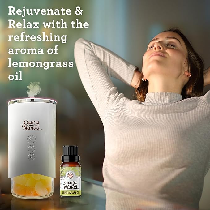 GuruNanda Lemongrass Essential Oil (0.5 Fl oz), 100% Pure, Undiluted Aromatherapy Oil for Diffusers, Helps with Muscle Tension & Promotes Relaxation